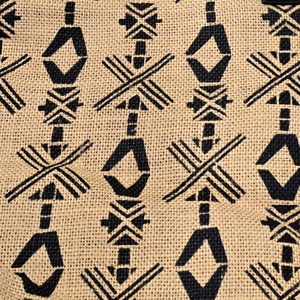 Dakine‎ Vintage Tan/Black Aztec Design Burlap Crossbody Bag Tote - Picture 6 of 7